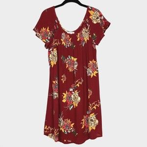 Patrons of Peace Sundress Womens Small Crimson Floral Knee Length Cutout Dress